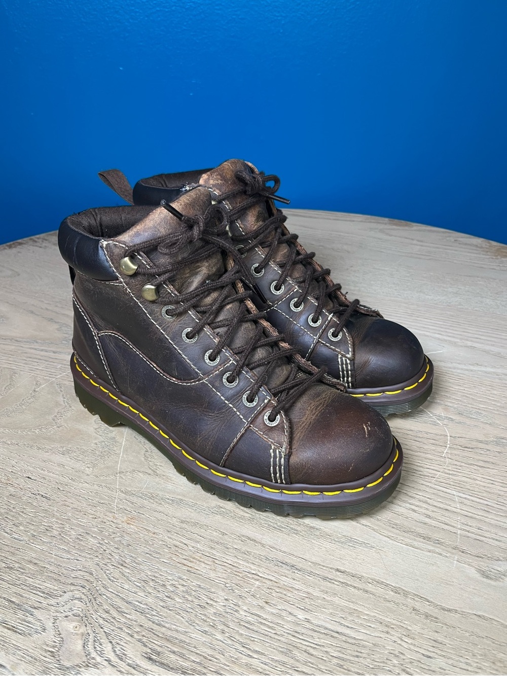 Dr. Martens Alderton Brown Leather Lace Up Boot Womens Size 8 Grunge Chunky Y2K